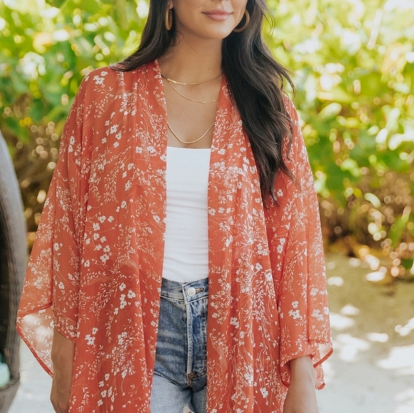 Orange Floral Kimono - Picture 7 of 7